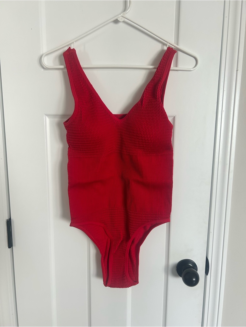 Women’s Red Textured One-Piece Swimsuit